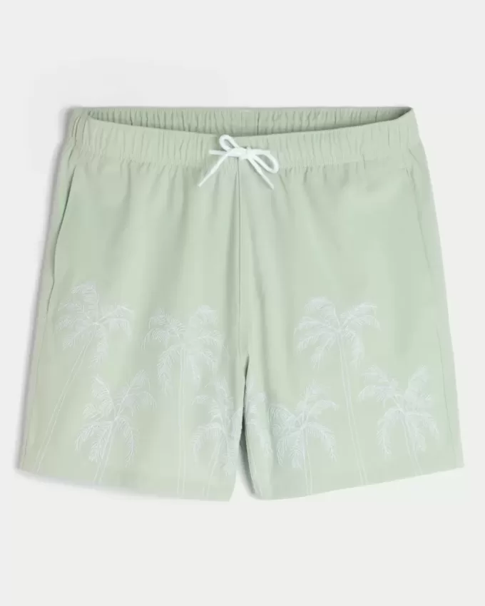 Volley-Badehose mit Stickerei bis zur Mitte des Oberschenkels Volley-Badehose mit Stickerei bis zur Mitte des Oberschenkels