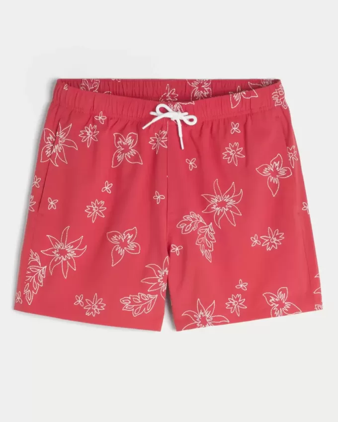 Volley-Badehose mit Stickerei bis zur Mitte des Oberschenkels Volley-Badehose mit Stickerei bis zur Mitte des Oberschenkels