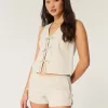 Weiche Shorts aus Leinenmischung mit seitlicher Schleife