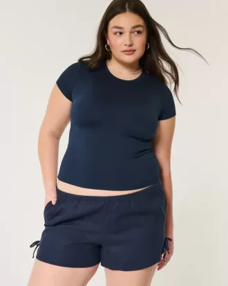 Weiche Shorts aus Leinenmischung mit seitlicher Schleife
