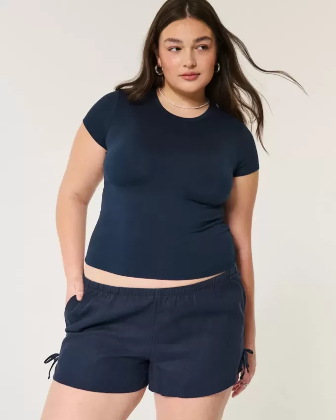 Weiche Shorts aus Leinenmischung mit seitlicher Schleife