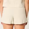Weiche Shorts aus Leinenmischung mit seitlicher Schleife