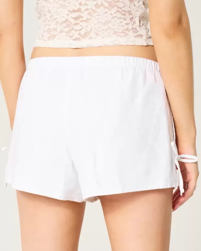 Weiche Shorts aus Leinenmischung mit seitlicher Schleife