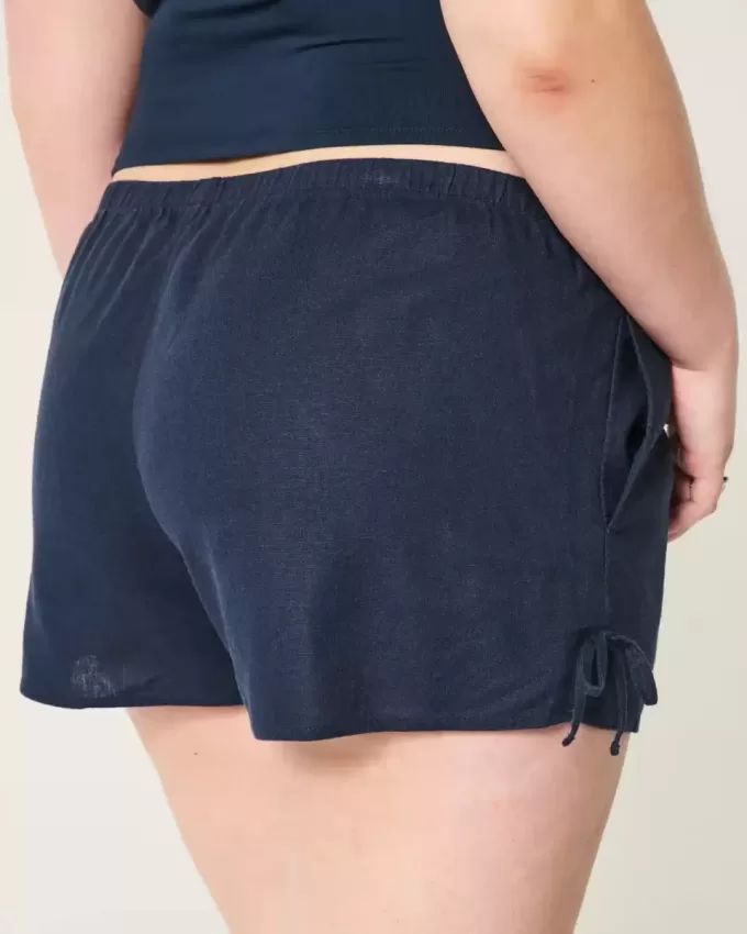Weiche Shorts aus Leinenmischung mit seitlicher Schleife