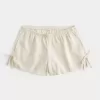 Weiche Shorts aus Leinenmischung mit seitlicher Schleife