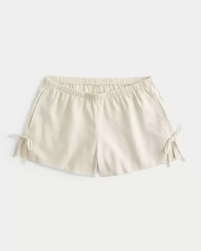 Weiche Shorts aus Leinenmischung mit seitlicher Schleife