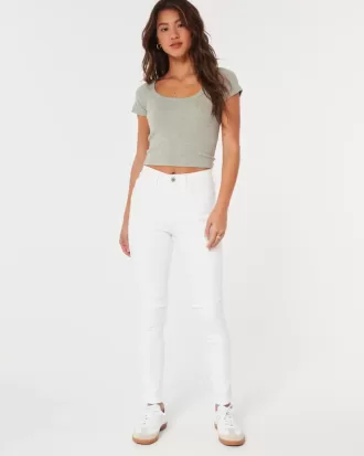 Weiße Super Skinny Jeans mit hohem Bund