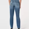Zerrissene Mom-Jeans mit ultrahohem Bund und mittlerer Waschung Zerrissene Mom-Jeans mit ultrahohem Bund und mittlerer Waschung