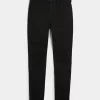 Zerrissene schwarze Jeans-Leggings mit hohem Bund Zerrissene schwarze Jeans-Leggings mit hohem Bund