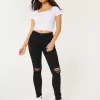 Zerrissene schwarze Super Skinny Jeans mit hohem Bund Zerrissene schwarze Super Skinny Jeans mit hohem Bund