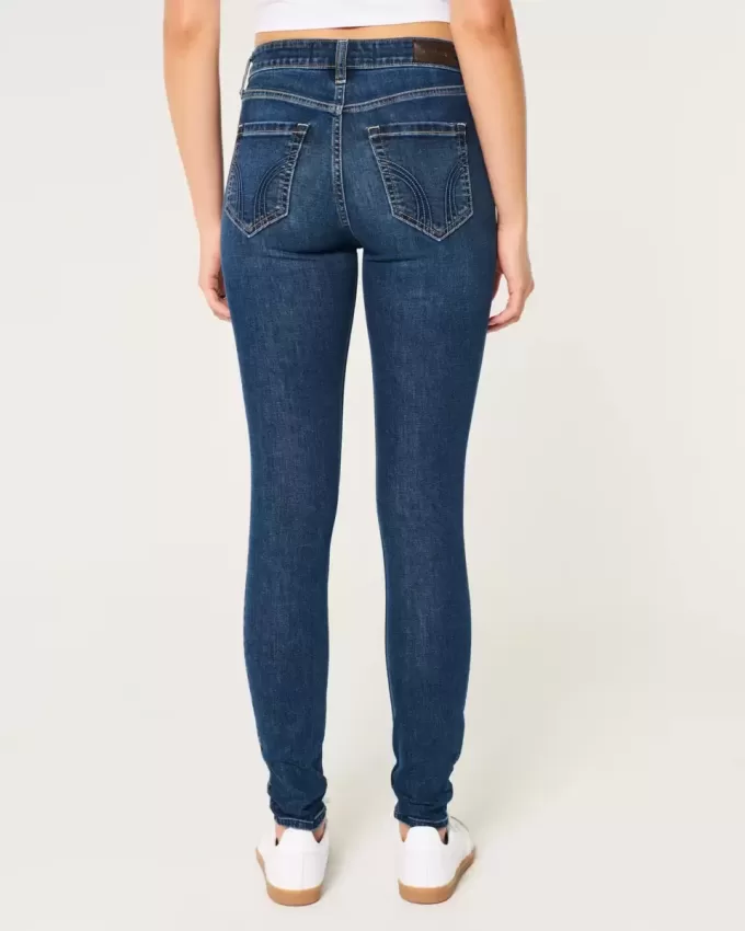 Zerrissene Super Skinny Jeans mit hoher Taille und dunkler Waschung